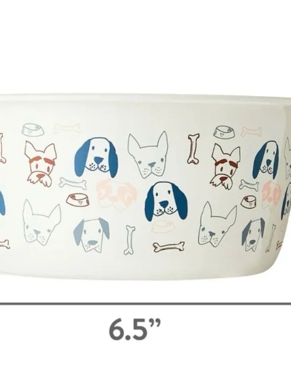 (NEW PAIR) Vibrant Life 4-Cup Stainless Steel Doggie Faces Pet Bowl Off White